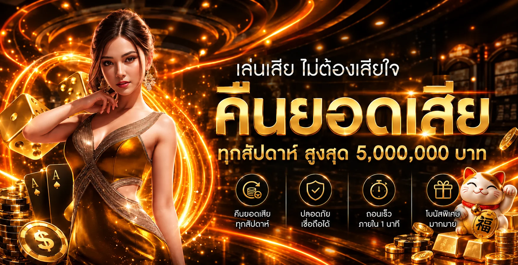แบนเนอร์ RICH88 คืนยอดและบริการอัตโนมัติ โทนส้มดำ